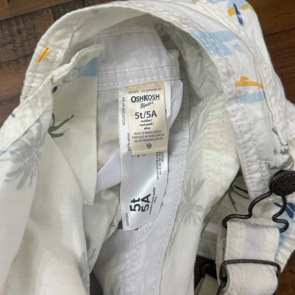 OshKosh B'gosh Kids Toddler 5T Shorts Overalls Tropical Palm Tree Print